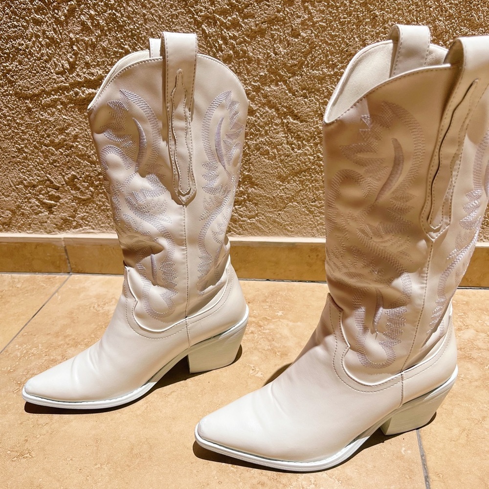 White Cowboy boots.